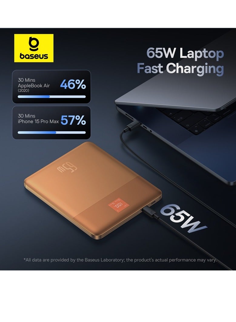Baseus 65W Fast Charging Power Bank, Blade 2 Ultra Thin Digital Display Intelligent Edition Battery Pack For Laptop/MacBook Pro/Dell XPS/iPad/iPhone 15/14/13/12 Pro Max  Samsung Steam Deck Orange - Image 5