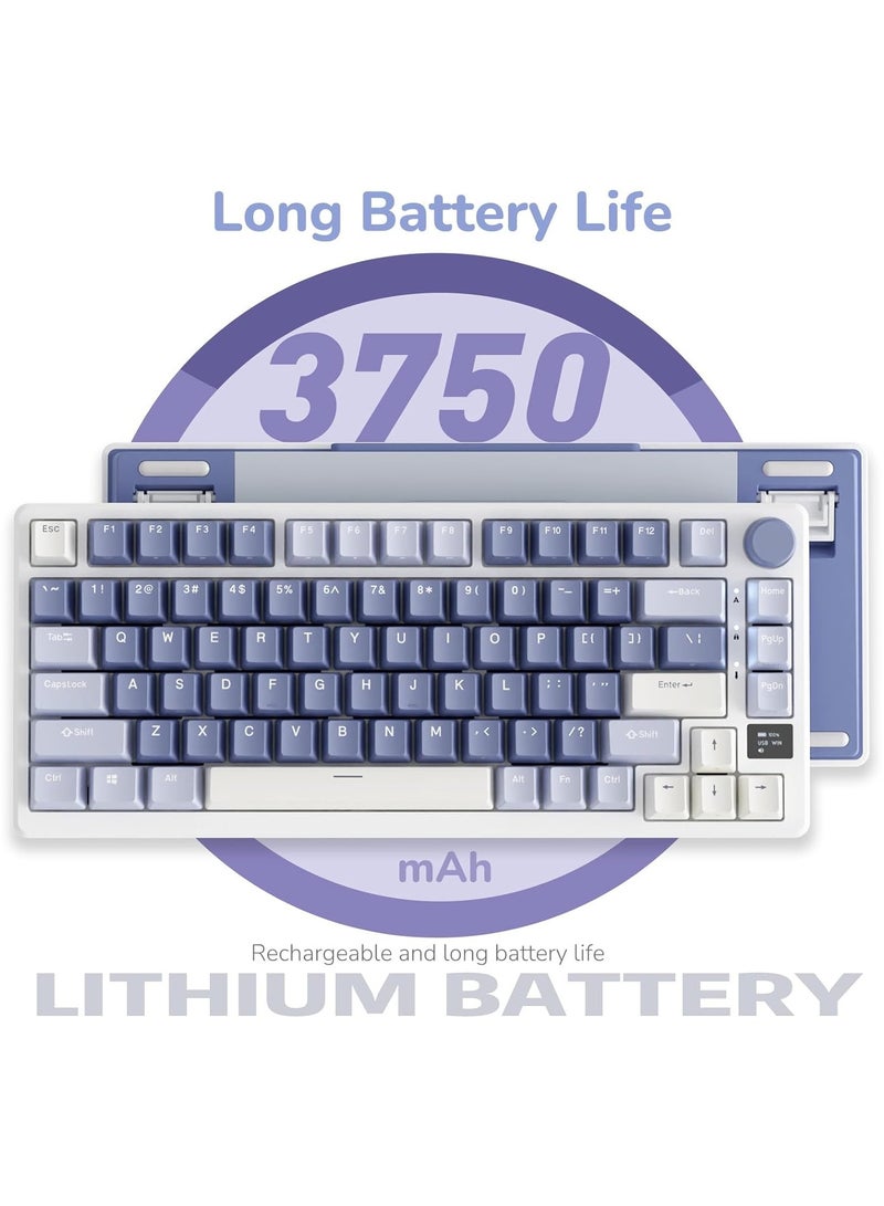 Royal Kludge - RKM75 - Tri Mode Mechanical Keyboard 2.4GHz/Bluetooth/USB-C Wired Gaming Keyboard 75% Layout 81 Keys Gasket Mounted With OLED Smart Display And Knob RGB Backlit - Image 1