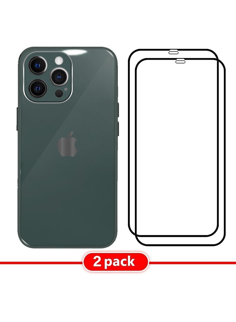 3 Pack For iPhone 12 Pro Max Electroplated Hard Glossy Case And 2 Screen Protectors Camera Protection Shockproof Anti Fall Case Green