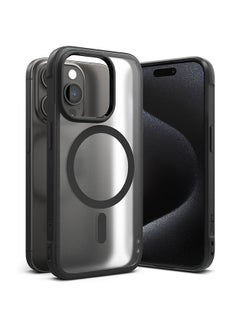 Fusion Bold Magnetic Compatible With iPhone 15 Pro Case Cover Firm Grip Frame Frosted Hard Back Shockproof Bumper Back Cover Matte Black