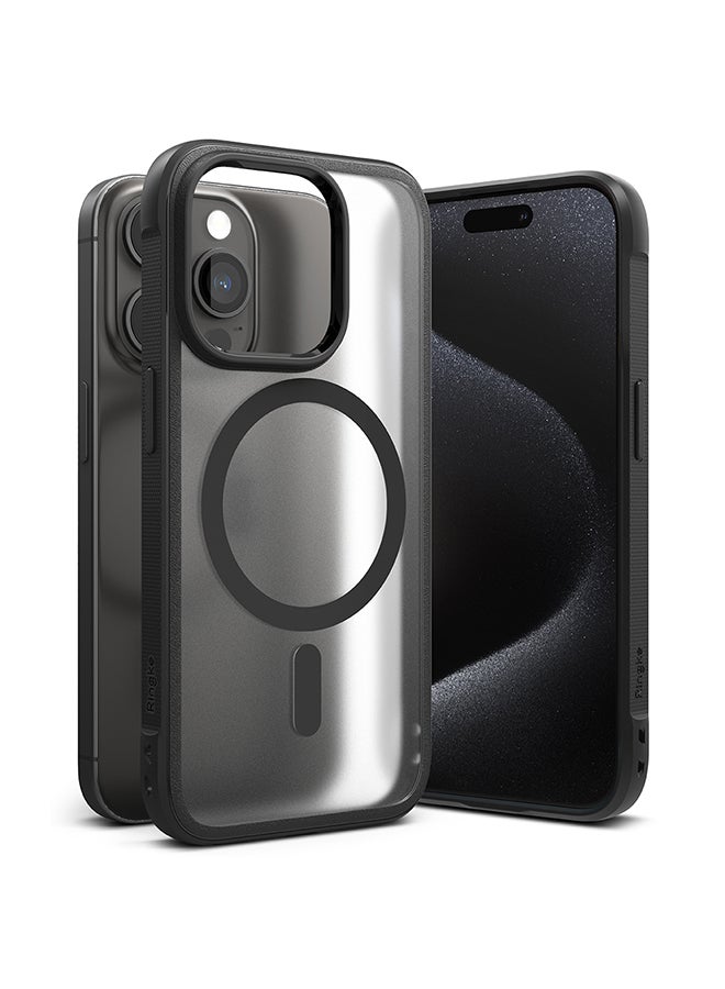 Ringke - Fusion Bold Magnetic Compatible With iPhone 15 Pro Case Cover Firm Grip Frame Frosted Hard Back Shockproof Bumper Back Cover Matte Black - Image 1
