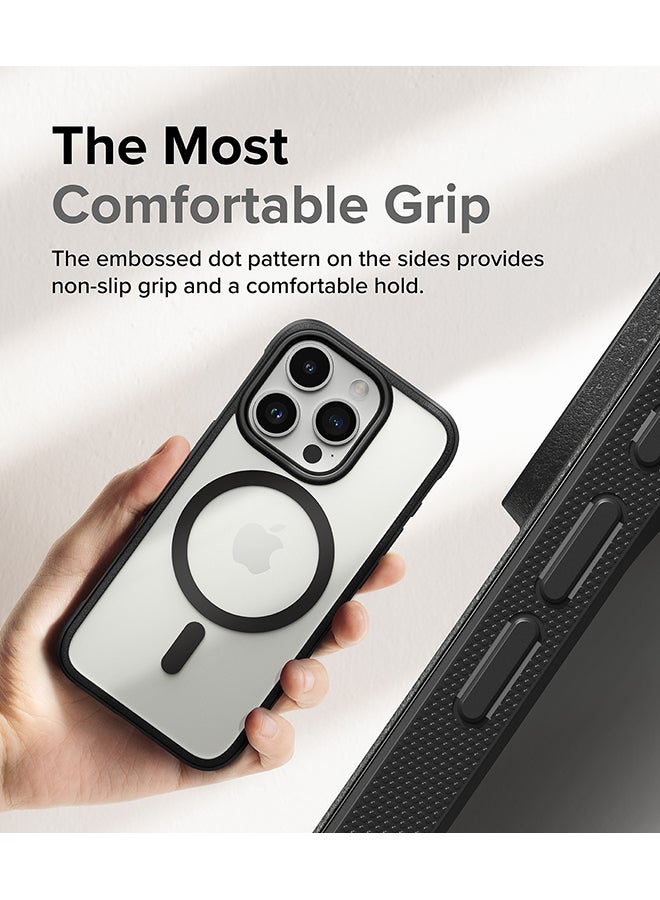 Ringke - Fusion Bold Magnetic Compatible With iPhone 15 Pro Case Cover Firm Grip Frame Frosted Hard Back Shockproof Bumper Back Cover Matte Black - Image 1