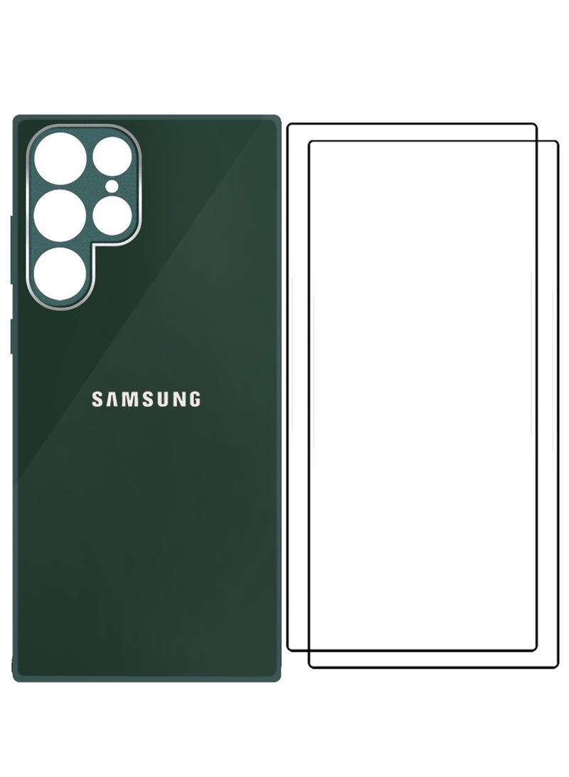 MARGOUN 3 Pack For Samsung Galaxy S22 Ultra Electroplated Hard Glossy Case And Screen Protector Camera Protection Shockproof Anti Fall Case Green - Image 2