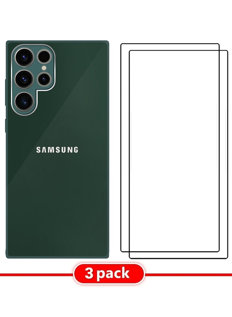 MARGOUN 3 Pack For Samsung Galaxy S22 Ultra Electroplated Hard Glossy Case And Screen Protector Camera Protection Shockproof Anti Fall Case Green - Image 1
