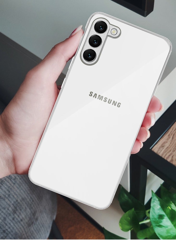 MARGOUN Samsung Galaxy S23 Electroplated Hard Glossy Case Camera Protection Shockproof Anti Fall Case White  - Image 3