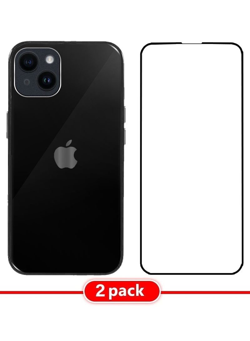 MARGOUN 2 Packs For iPhone 14 Plus Electroplated Hard Glossy Case And Screen Protector Camera Protection Shockproof Anti Fall Case Black  - Image 1