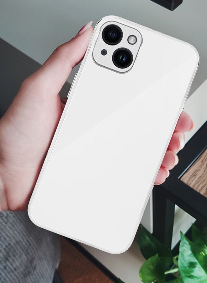 MARGOUN Electroplated Case Cover for Apple iPhone 14 Plus, Hard Glossy Case Camera Protection Shockproof Anti Fall Case - White  - Image 5