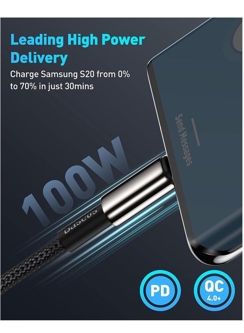 Baseus USB C Cable 1M, 100W PD 5A QC 4.0 Fast Charging USB C To USB C Cable Zinc Alloy Nylon Braided USB Type C Charger Cable For iPhone 15/Pro/Plus/Pro Max/MacBook/iPad Pro/Air/Mini/Samsung S23/S22 And More Black  - Image 2