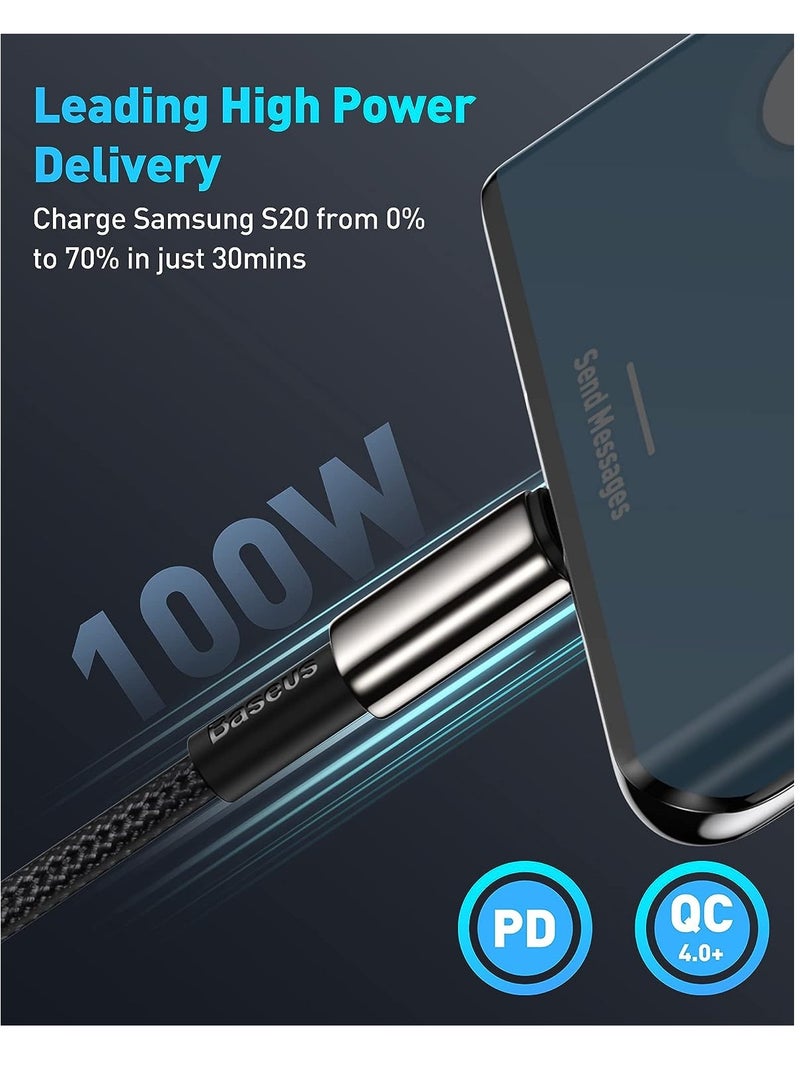 Baseus USB C Cable 2M, 100W PD 5A QC 4.0 Fast Charging USB C To USB C Cable Zinc Alloy Nylon Braided USB Type C Charger Cable For iPhone 15/Pro/Plus/Pro Max/MacBook/iPad Pro/Air/Mini/Samsung S23/S22 And More Black  - Image 2