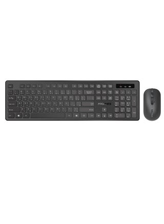 Promate Wireless Keyboard and Mouse Combo, Slim Full-Size 2.4Ghz Wireless Keyboard with 1600 DPI Ambidextrous Mouse, Nano USB Receiver, Quiet Keys, Angled Kickstand Black - pnsku/N70031411V/45/_/1703131498/5b4a35a9-08ec-438f-9cd0-ba7c37a3ddf3