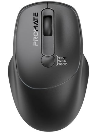 Promate 2.4G Wireless Mouse, High Precision 1600DPI Cordless Ambidextrous Mouse with USB Nano Receiver, 10m Range, 120h Work Time, Adjustable DPI Black - pnsku/N70031414V/45/_/1703131513/b056e1d2-334a-4735-8caf-4c20df127f00