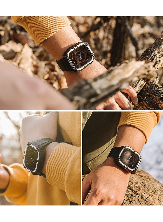 رينجك حزام ساعة Fusion-X + غلاف متوافق مع ساعة آبل الترا 2/1 مضاد للصدمات وحامي جسم الساعة القوي مع فهرس الألوان - Image 4