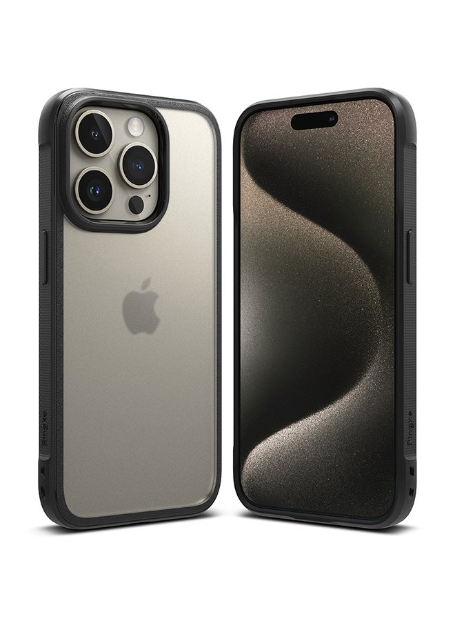 Ringke Fusion Bold Compatible With iPhone 15 Pro Case Cover Firm Grip Frame Anti-Yellowing Frosted Hard Back Shockproof Bumper Back Cover Matte Black - Image 1