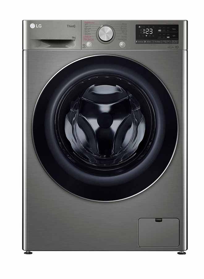 إل جي غسالة تحميل أمامي ThinQ WiFi 9 كجم WFB0914XM فضي بلاتيني - Image 1