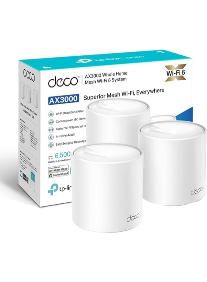 TP-LINK - Deco X50 Router, 3Pack x 3, AX3000 Whole Home AI-Driven Mesh Wi-Fi 6 System, Dual-Band, Gigabit Ports, Connect Up To 150 Devices, 1 GHz Dual-Core CPU, HomeShield Security, Deco X50 White - Image 1