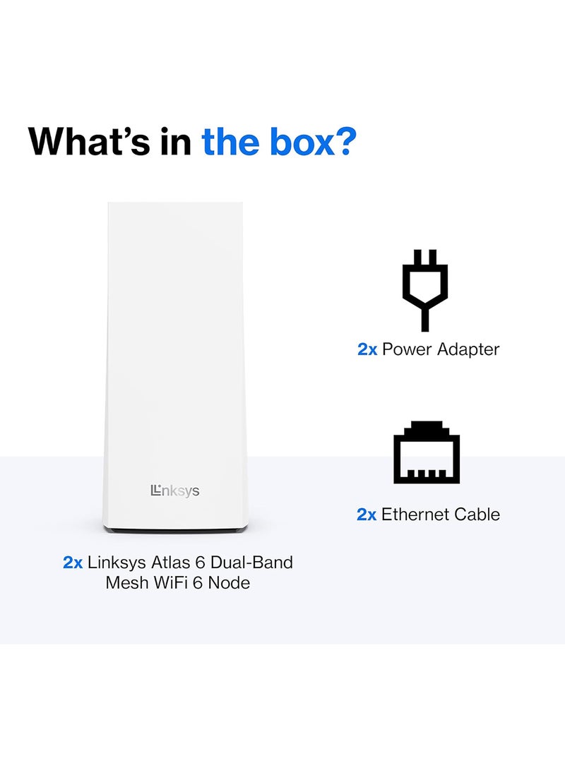 Atlas 6 Mesh WiFi 6 System - Dual Band AX3000 Wireless Router - WiFi Extender with up to 3.0 Gbps Speed, 4x Faster for 50+ Devices & 4,000 sq ft - 2 Pack White - pnsku/N70031460V/45/_/1716452756/f84d5206-db92-4785-993b-24788f8e1483