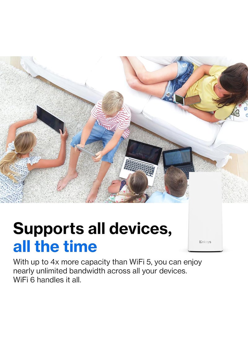 LINKSYS - Atlas 6 Mesh WiFi 6 System - Dual Band AX3000 Wireless Router - WiFi Extender with up to 3.0 Gbps Speed, 4x Faster for 75+ Devices & 6,000 sq ft - 3 Pack White - Image 1