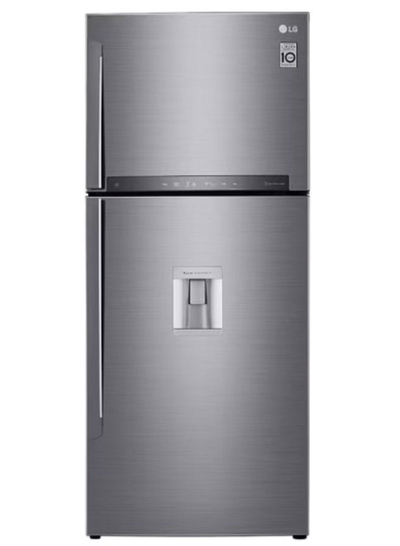 LG GN-F722HLHL- G 509L Refrigerator, 18 Compartments, Dispenser, Hygiene Fresh Purification Filter, Door Cooling Function GN-F722HLHL silver - Image 1