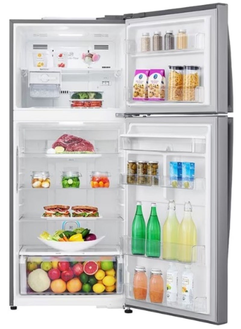 LG GN-F722HLHL- G 509L Refrigerator, 18 Compartments, Dispenser, Hygiene Fresh Purification Filter, Door Cooling Function GN-F722HLHL silver - Image 2
