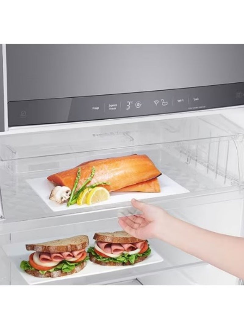 LG GN-F722HLHL- G 509L Refrigerator, 18 Compartments, Dispenser, Hygiene Fresh Purification Filter, Door Cooling Function GN-F722HLHL silver - Image 3