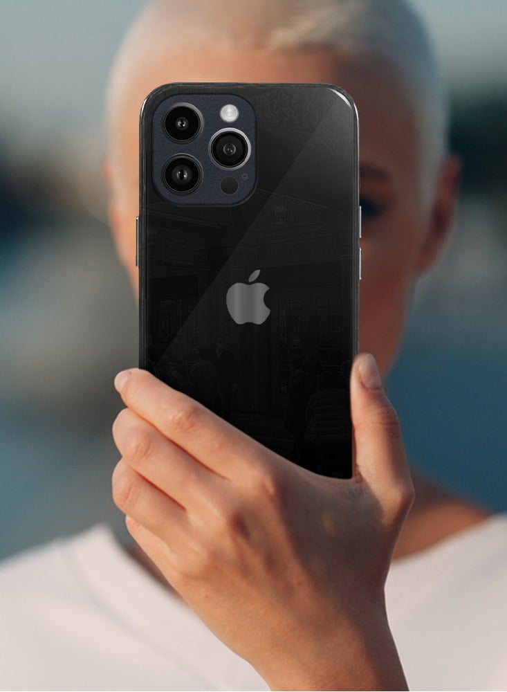 مارجون - iPhone 14 Pro Max Electroplated Hard Glossy Case Camera Protection Shockproof Anti Fall Case Black - Image 1