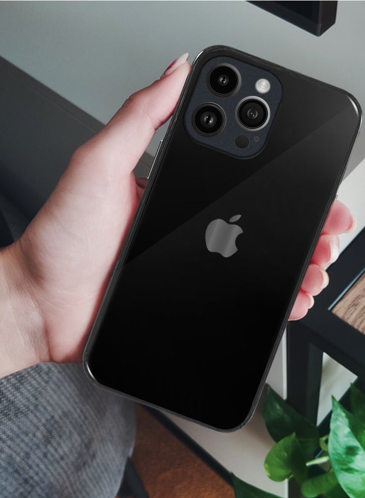 مارجون - iPhone 14 Pro Max Electroplated Hard Glossy Case Camera Protection Shockproof Anti Fall Case Black - Image 1
