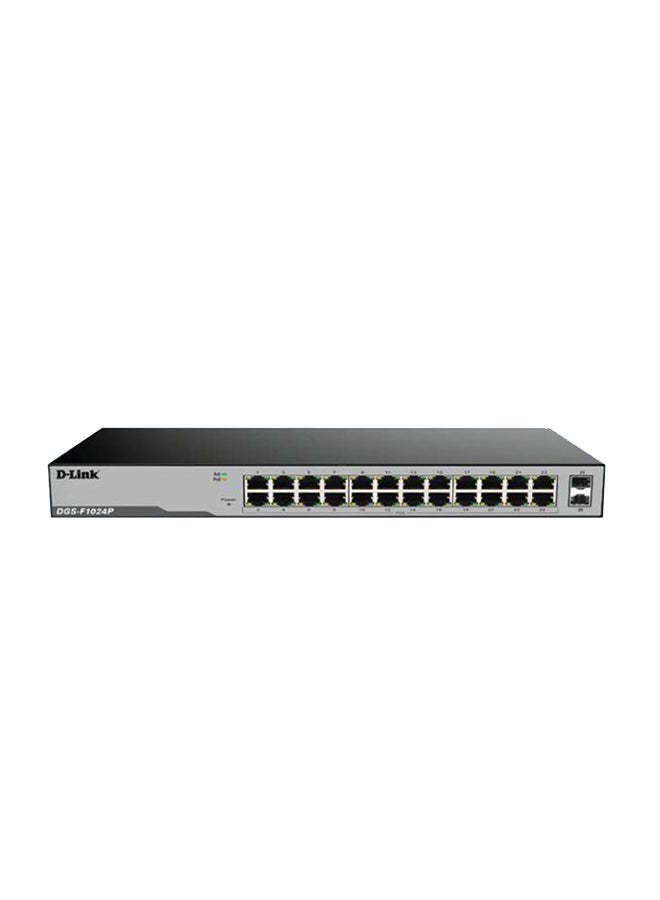 D-Link - 24 Port Gigabit Unmanaged POE Switch with 2 SFP ports 250 watts Black - Image 1