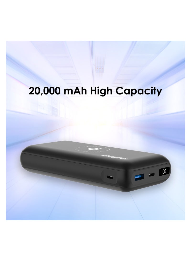 Energizer 20000 mAh Ultimate Qi Certified Wireless Power Delivery Power Bank, Triple Outputs 15W Max Wireless Output, 20W PD Type-C, USB-A Output, Dual Inputs - Micro USB And Type-C, LCD Display Black  - Image 4