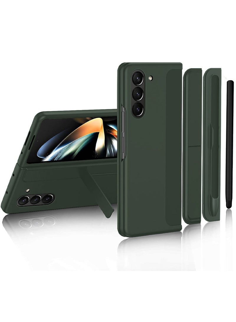 MARGOUN Samsung Galaxy Z Fold 5 Case With Pen Holder S-Pen Included Hard Ultra Protective And Anti Shock Case Cover Green - Image 1