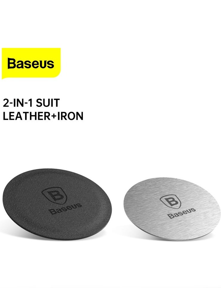 Baseus Metal Plate For Magnetic Mount Universal Replacement Plate Metal Disc (Pack Of 2) With Strong 3M Adhesive For Magnetic Car Holder Compatible All Smart Phone And Tablet (Without Holder) Black/Silver  - Image 1