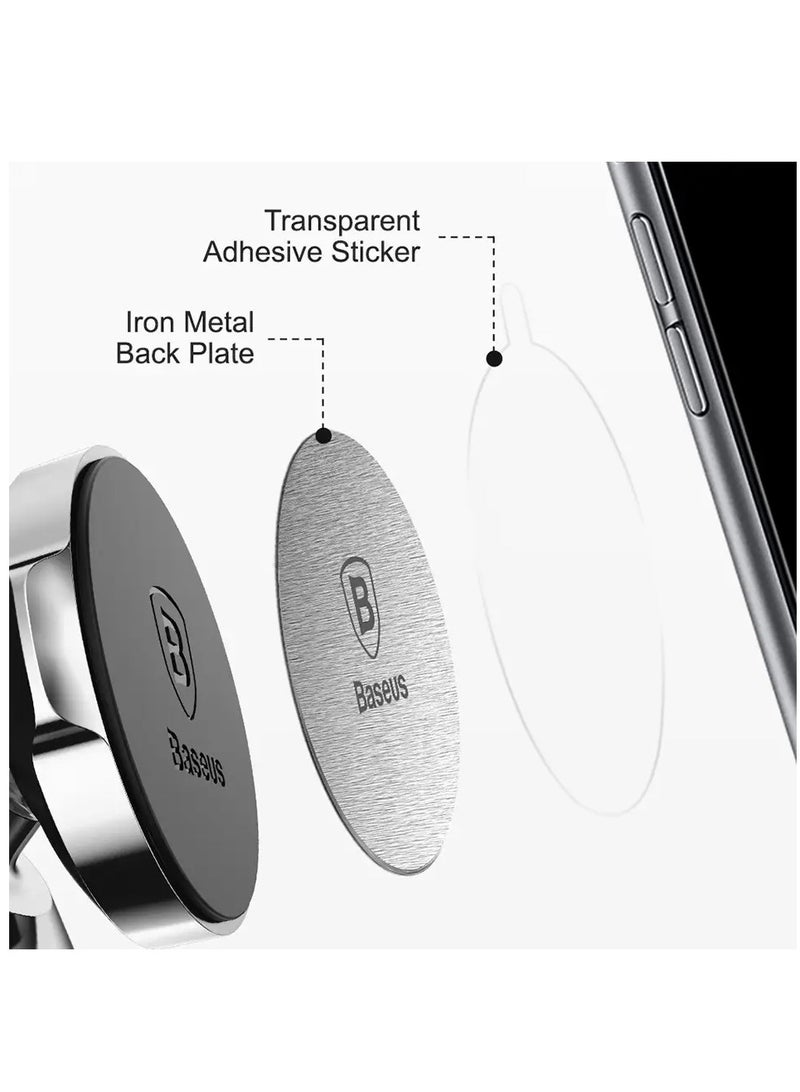 Baseus Metal Plate For Magnetic Mount Universal Replacement Plate Metal Disc (Pack Of 2) With Strong 3M Adhesive For Magnetic Car Holder Compatible All Smart Phone And Tablet (Without Holder) Black/Silver  - Image 4