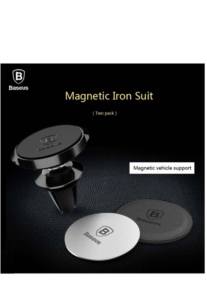 Baseus Metal Plate For Magnetic Mount Universal Replacement Plate Metal Disc (Pack Of 2) With Strong 3M Adhesive For Magnetic Car Holder Compatible All Smart Phone And Tablet (Without Holder) Black/Silver  - Image 2