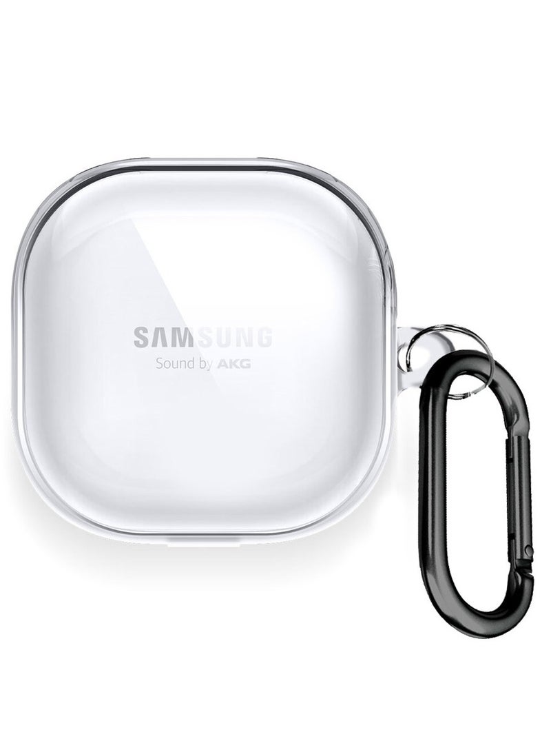 MARGOUN Samsung Galaxy Buds Live Shockproof Case Transparent Ultra Slim Cover With Keychain Carabiner Clear  - Image 1
