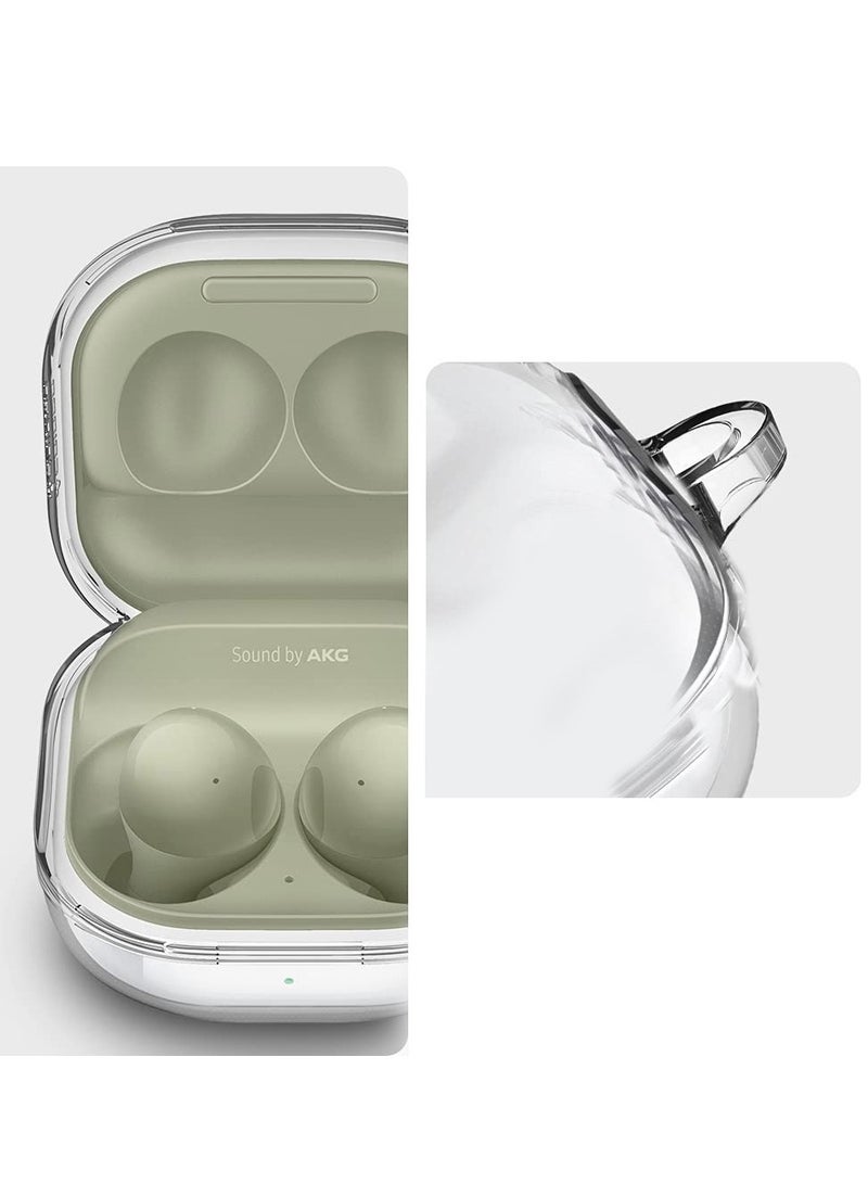 MARGOUN Samsung Galaxy Buds Live Shockproof Case Transparent Ultra Slim Cover With Keychain Carabiner Clear  - Image 2