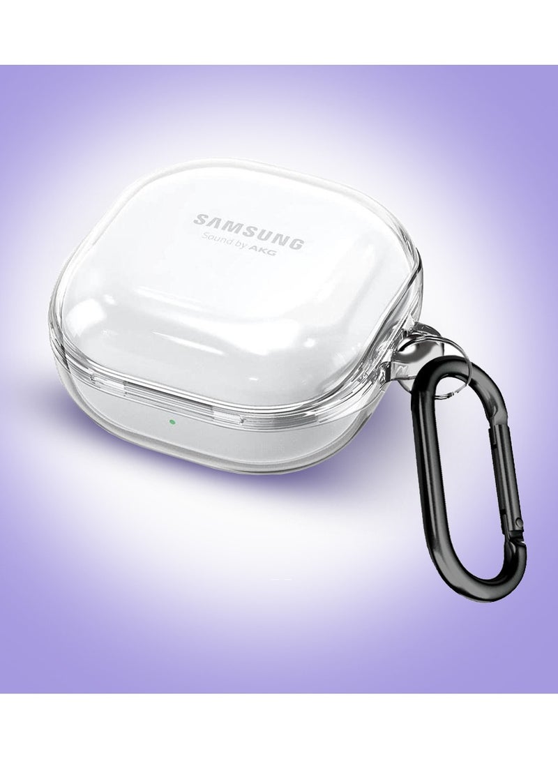 MARGOUN Samsung Galaxy Buds Live Shockproof Case Transparent Ultra Slim Cover With Keychain Carabiner Clear  - Image 3