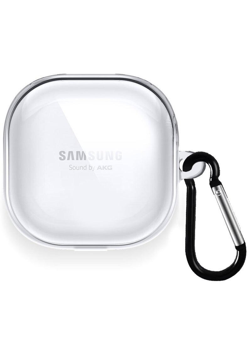 MARGOUN Samsung Galaxy Buds Live Shockproof Case Transparent Ultra Slim Cover With Keychain Carabiner Clear - Image 1