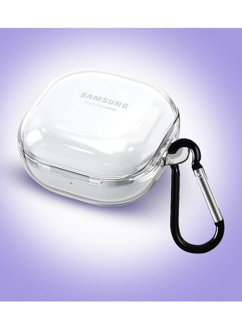 MARGOUN Samsung Galaxy Buds Live Shockproof Case Transparent Ultra Slim Cover With Keychain Carabiner Clear - Image 3