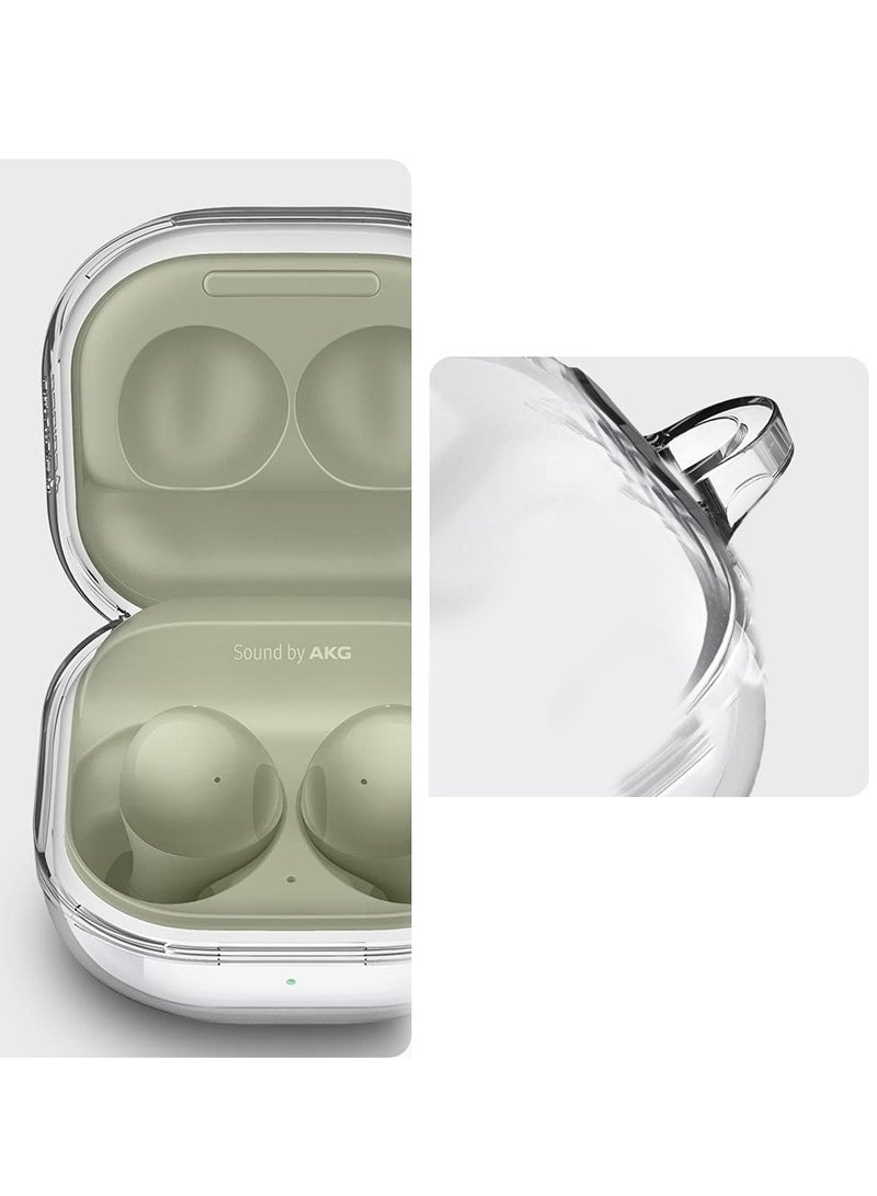 MARGOUN Samsung Galaxy Buds Live Shockproof Case Transparent Ultra Slim Cover With Keychain Carabiner Clear - Image 2