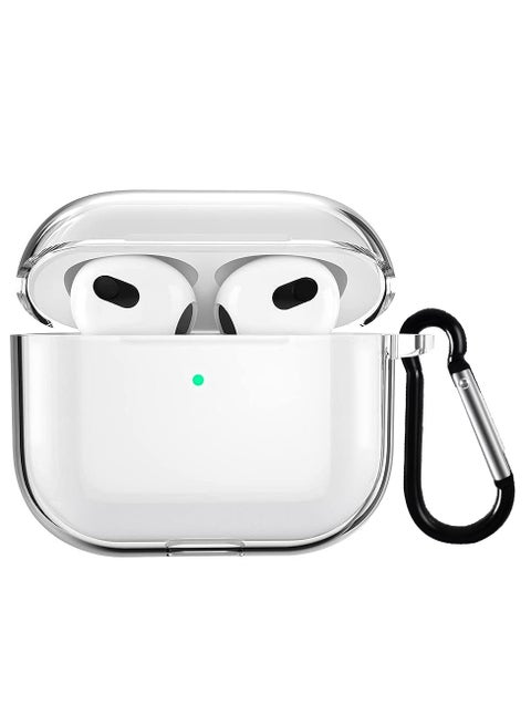 حافظة AirPods 3 شفافة مقاومة للصدمات مع حلقة مفاتيح وغطاء رفيع للغاية