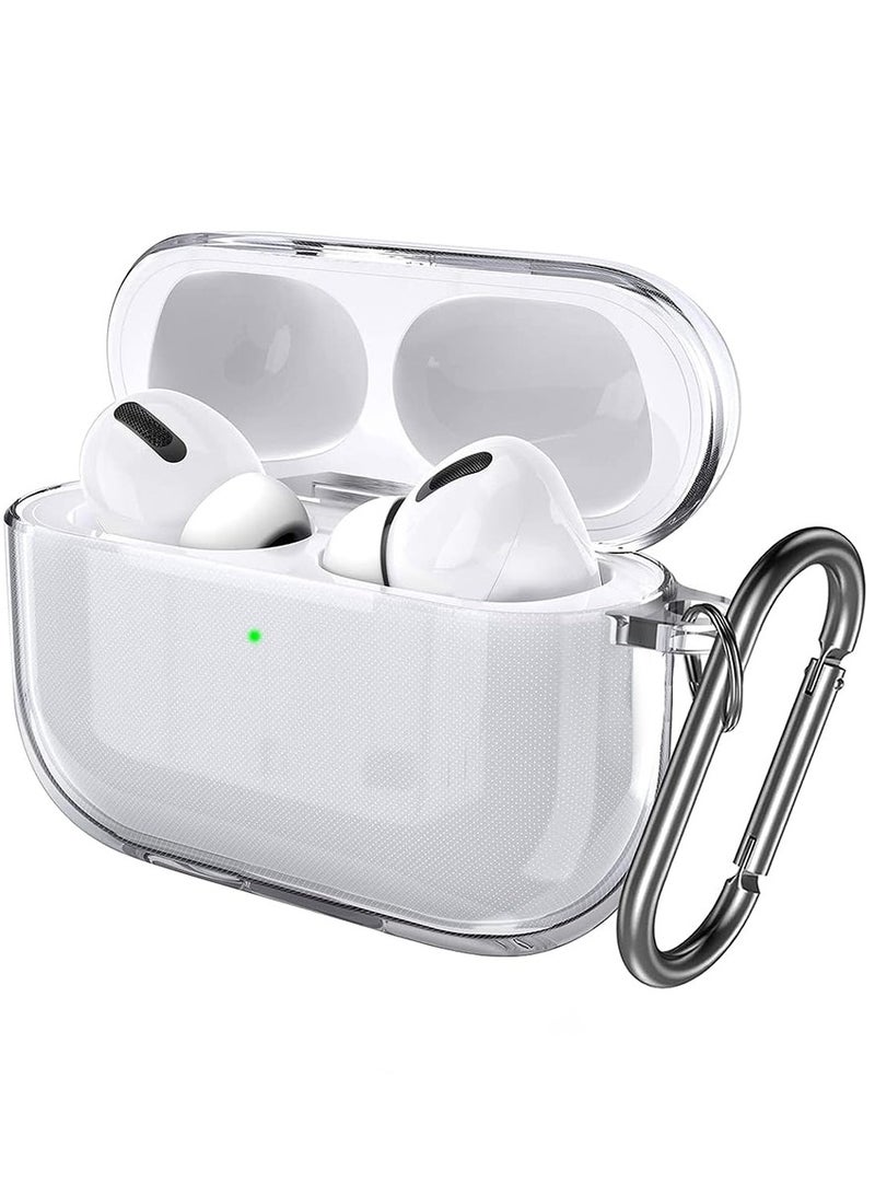 MARGOUN Airpod Pro Shockproof Case Transparent Ultra Slim Cover With Keychain Carabiner Clear  - Image 1
