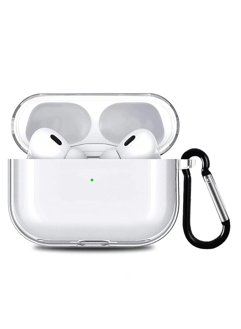 MARGOUN Airpod Pro Shockproof Case Transparent Ultra Slim Cover With Keychain Carabiner Clear  - Image 1