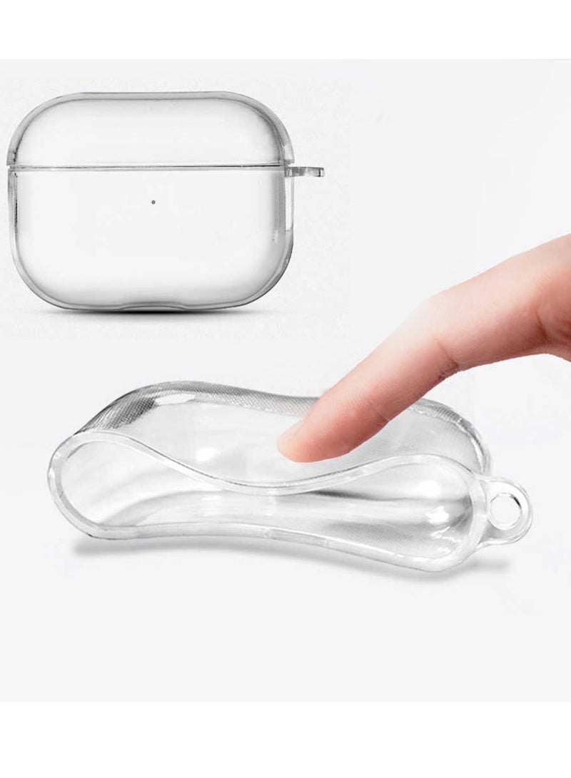MARGOUN Airpod Pro Shockproof Case Transparent Ultra Slim Cover With Keychain Carabiner Clear  - Image 2