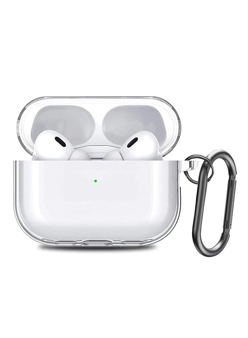 MARGOUN - Airpod Pro 2 Shockproof Case Transparent Ultra Slim Cover With Keychain Carabiner Clear - Image 1