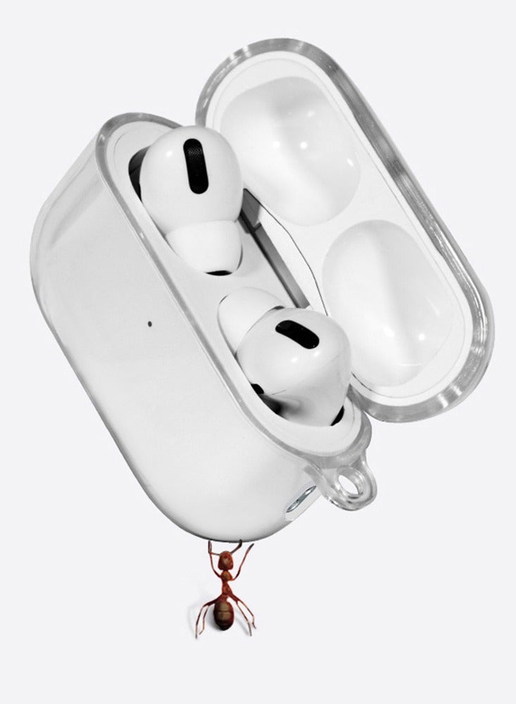 MARGOUN - Airpod Pro 2 Shockproof Case Transparent Ultra Slim Cover With Keychain Carabiner Clear - Image 1