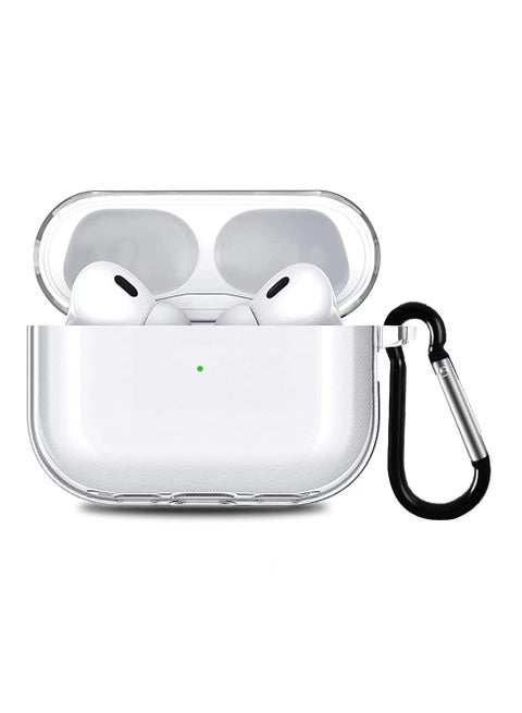 Airpod Pro 2 Shockproof Case Transparent Ultra Slim Cover With Keychain Carabiner Clear