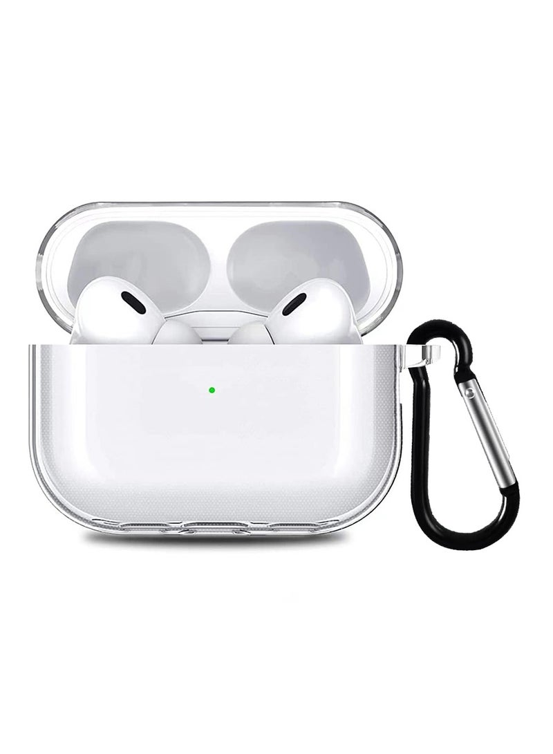MARGOUN - Airpod Pro 2 Shockproof Case Transparent Ultra Slim Cover With Keychain Carabiner Clear - Image 1