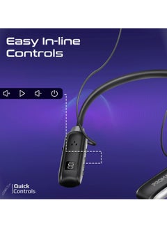 PROMATE Wireless Neckband Earphones, High-Definition Bluetooth 5.3 Earphones With In-Line Controls, Anti-Slip Silicone, LCD Screen, Sweat-Resistance And 150H Long Playtime For iPhone 16, Galaxy S25, Leap - Black  - Image 5