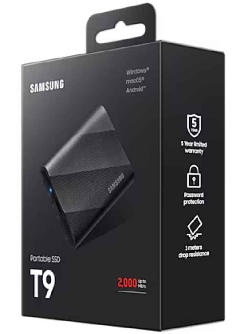 T9 4 تيرابايت، SSD محمول، حتى 2000 ميجابايت/ثانية، USB 3.2 Gen 2x2 (20 جيجابت في الثانية) NVMe، متين، للمصورين ومنشئي المحتوى والألعاب، محرك أقراص الحالة الصلبة الخارجي (MU-PG4T0B/AM) 4 تيرابايت - pnsku/N70031699V/45/_/1703217684/09ac07f7-744c-482d-8acd-29a3dcb8cec7