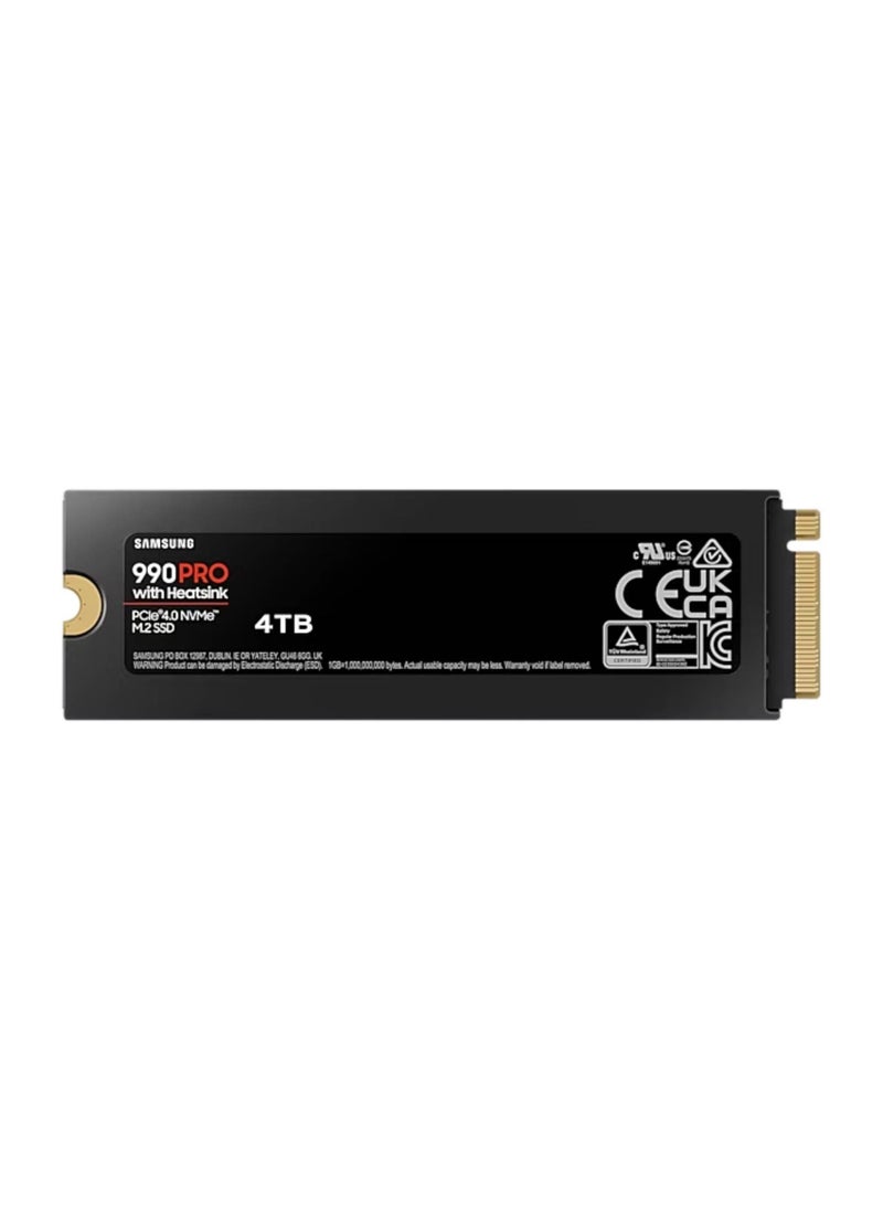 Samsung 990 Pro with Heatsink 4TB NVMe 2.0 M.2 2280 Internal SSD, 7450 MB/s Sequential Read Speed, 6900 MB/s Sequential Write Speed, 3.3 Voltage, V-NAND 3-bit MLC, Black | MZ-V9P4T0CW 4 TB - Image 2