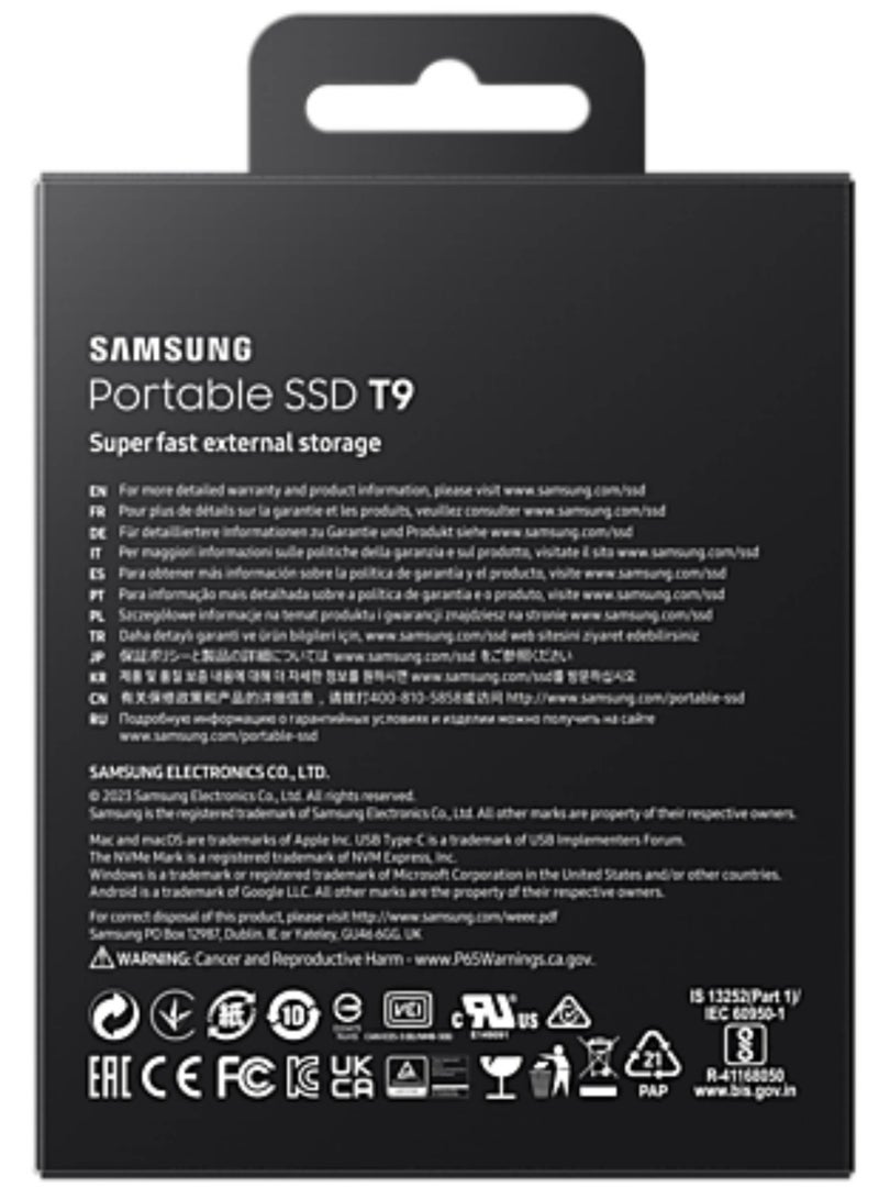 Samsung - Samsung Portable SSD T9 USB 3.2 Gen2x2 1TB (Black) 1 TB - Image 1